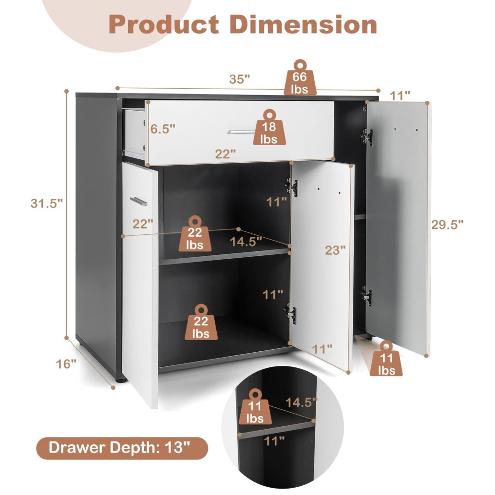 Buffet Cabinet White Kitchen Buffet Storage Cabinet