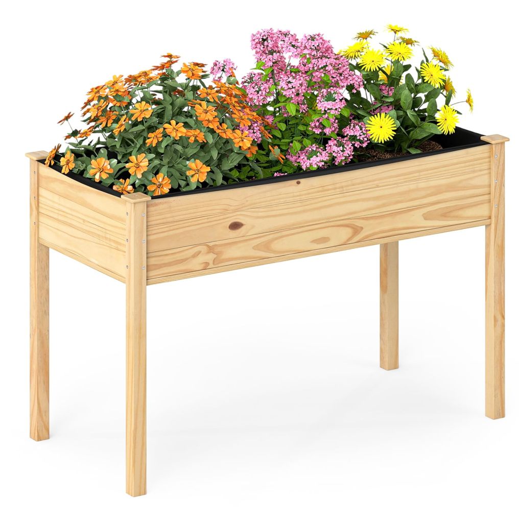 Raised Garden Bed with Legs for Vegetables Flowers & Herbs - Natural