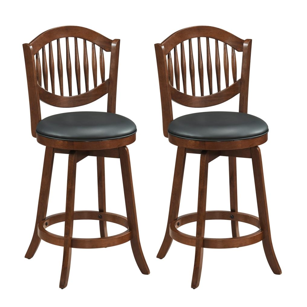 25/30 Inch Counter Height Barstools with Backrests and Wood Frame