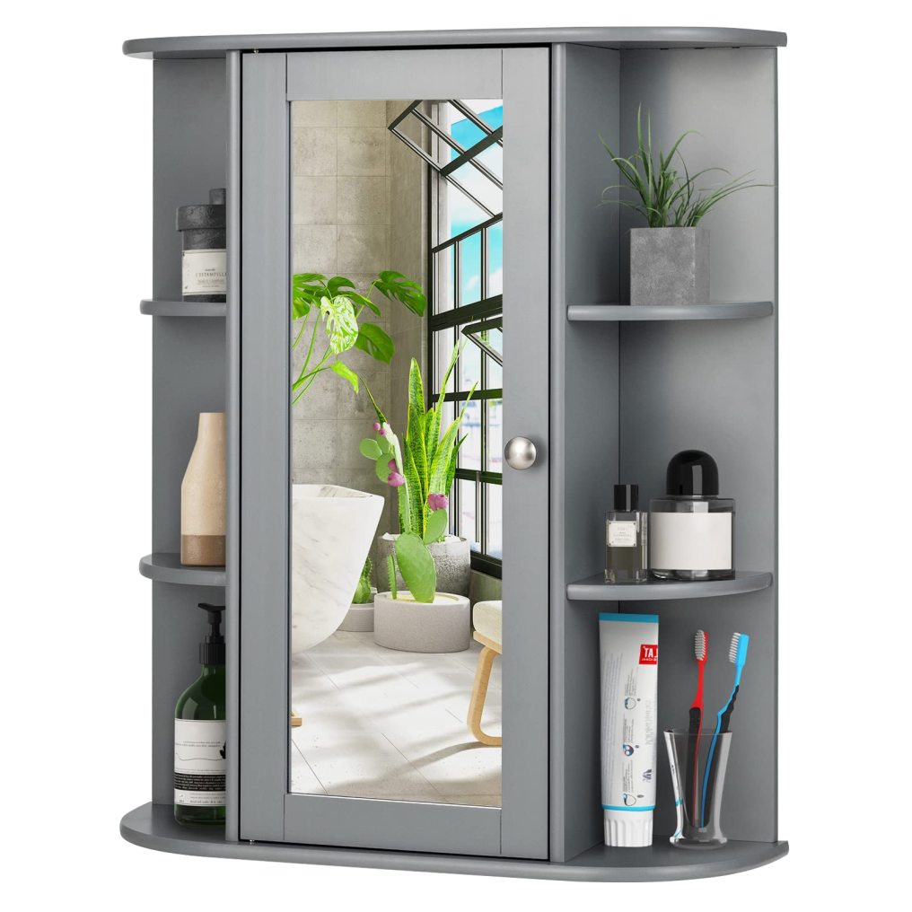 Wall Mounted Bathroom Cabinet with Mirror Door for Living Room Kitchen Entryway