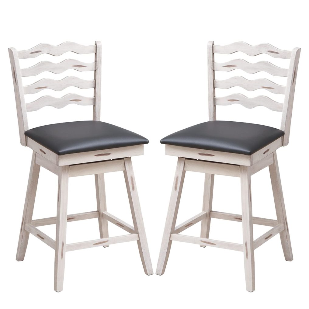 Bar Stools Set 360° Swivel Counter Height Chairs with Rubber Wood Frame