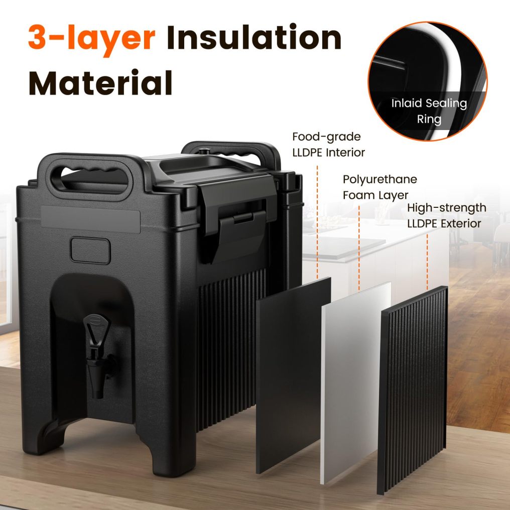 ARLIME 2.5 Gallon Insulated Beverage Dispenser with Handles, Food-Grade Hot and Cold Beverage Server