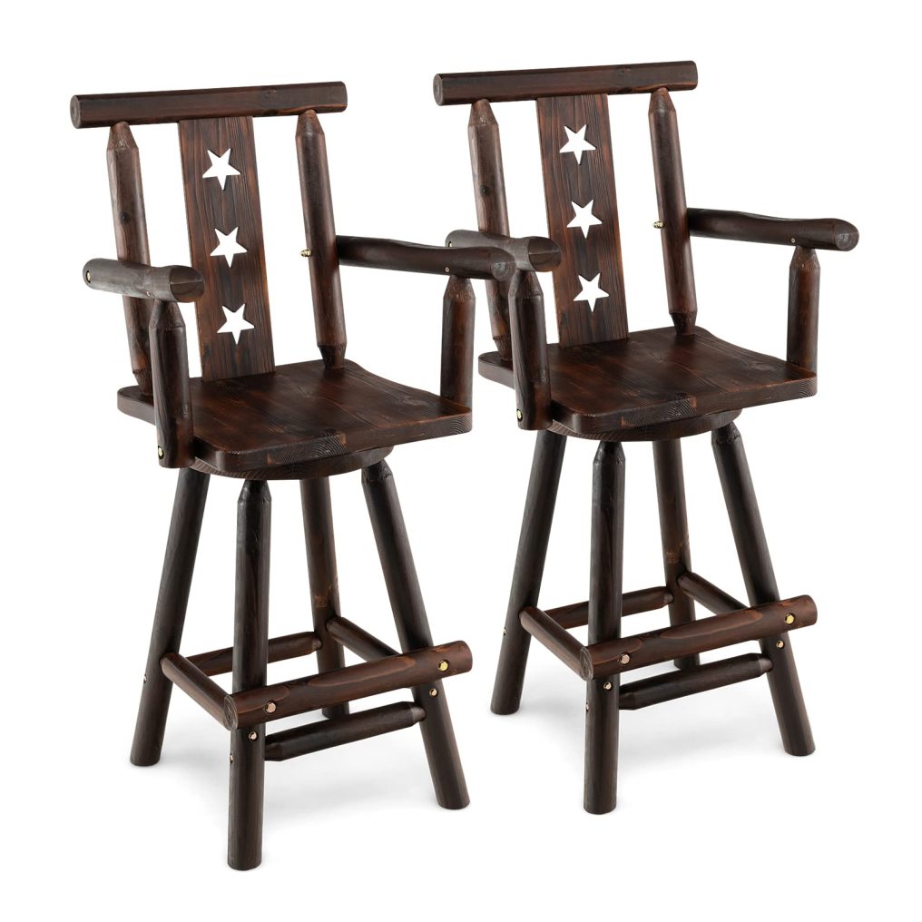 29’’ Solid Fir Wood Bar Chair with Footrest for Dining Room