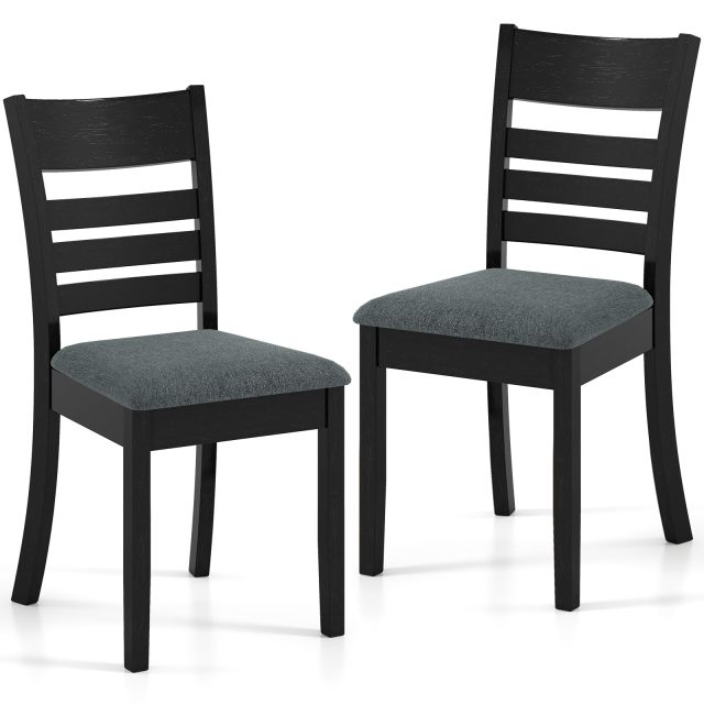 Wooden Dining Chairs Set of 2/4 Solid Rubberwood Frame Kitchen Side Chairs w/Upholstered Padded Seat