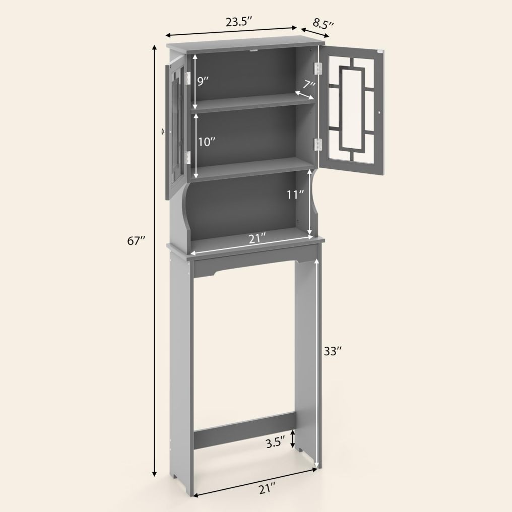 ARLIME Over The Toilet Storage Cabinet with Adjustable Shelf
