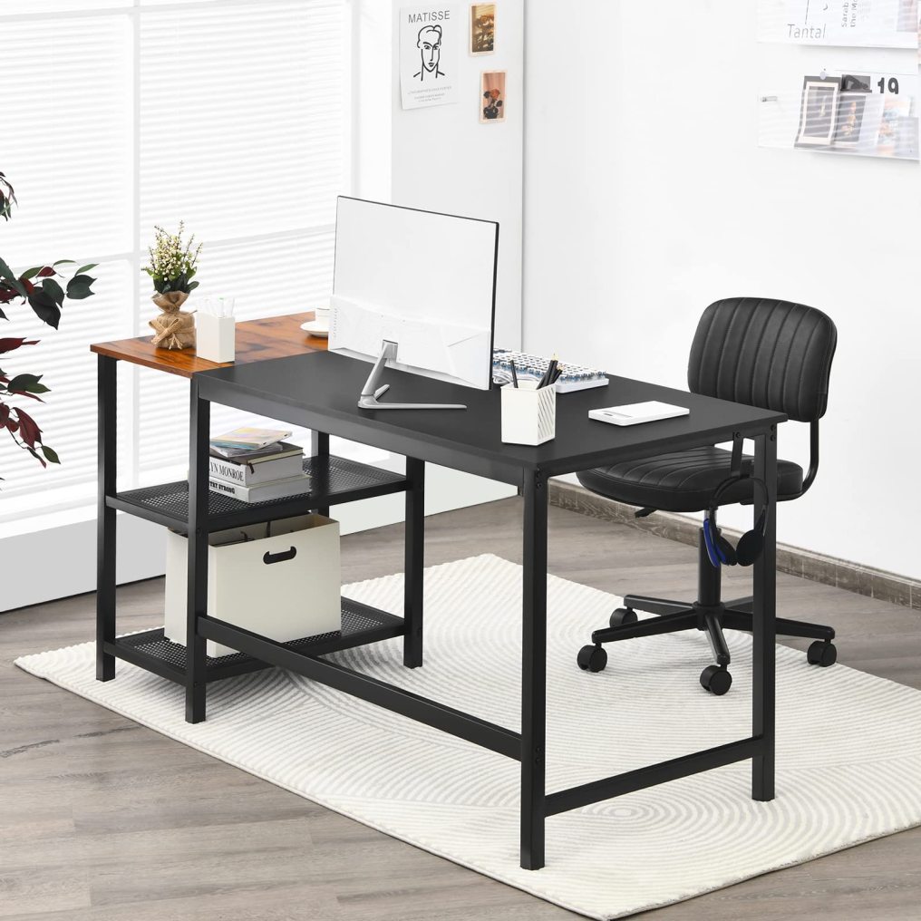 59” Computer Desk with 2 Removable Storage Shelves for Home Office
