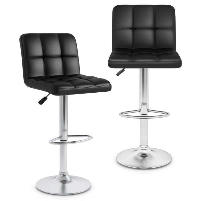 Bar Stools Set Modern PU Leather Swivel Bar Chairs