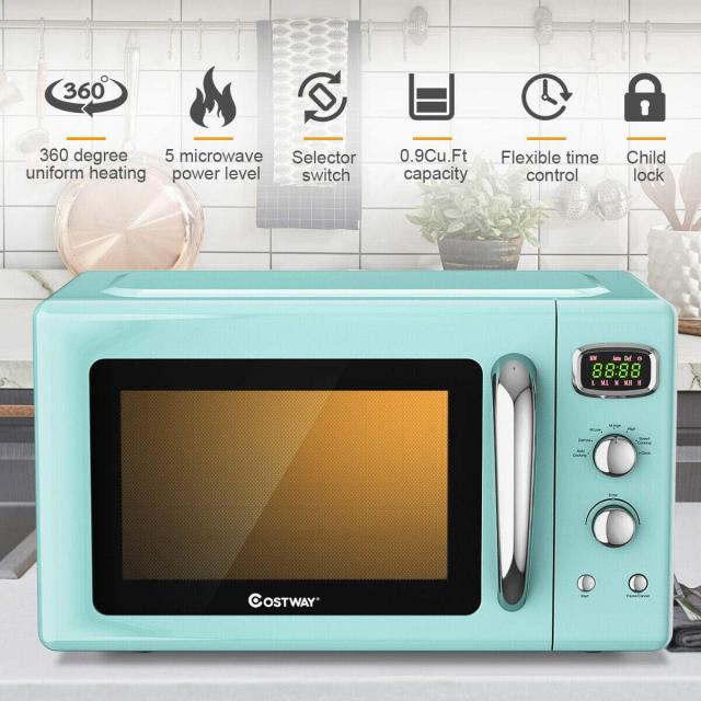 Retro Countertop Microwave Oven, 0.9Cu.ft, 900W Microwave Oven, with 5 Micro Power