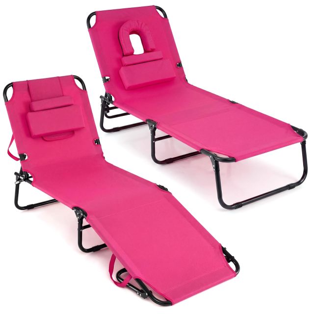 Tanning Chair with Face Hole Pillows & Adjustable Backrest(1/2)