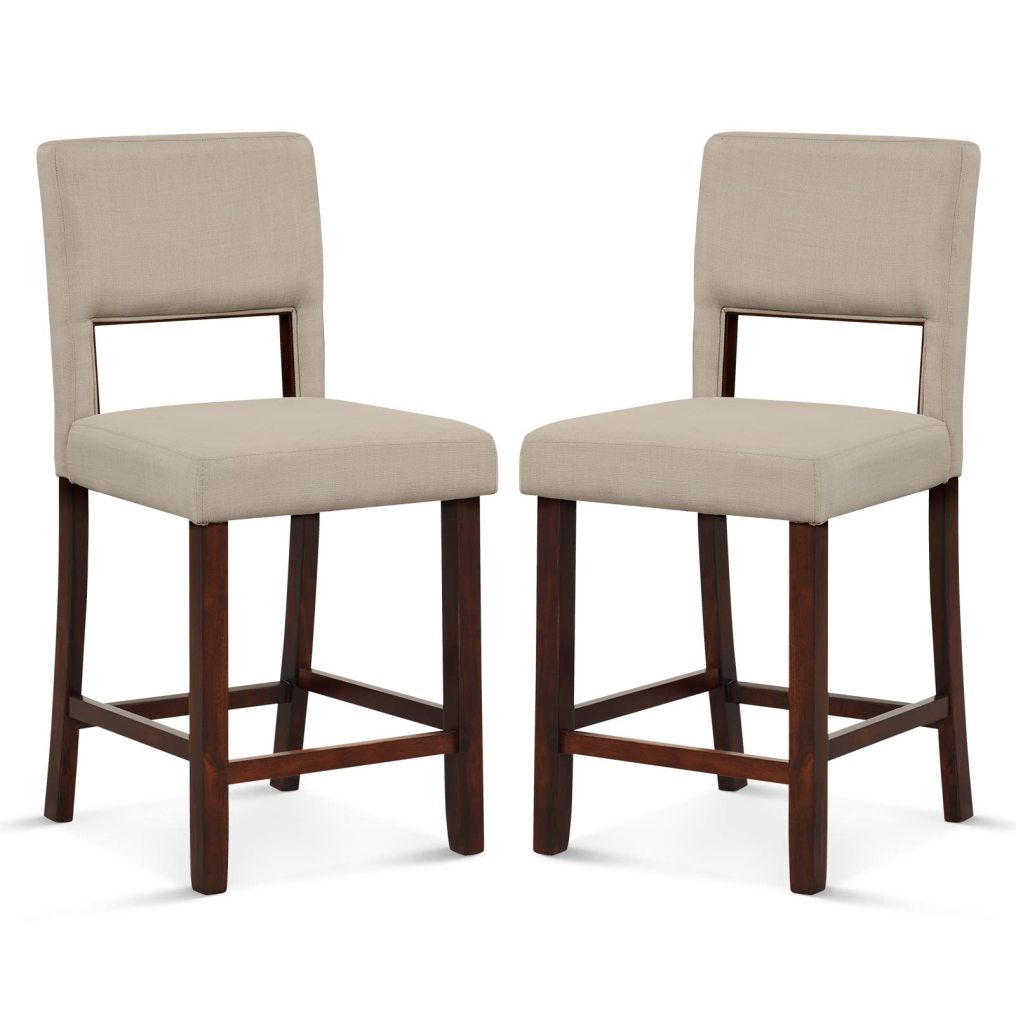 Bar Stools Set of 2/4 Linen 24.5 Inch Counter Height Chairs