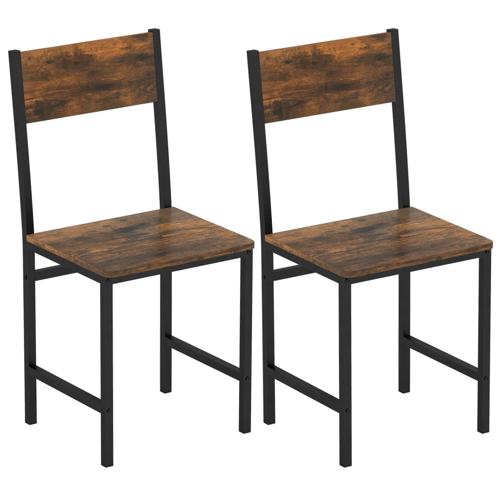 ARLIME Dining Chairs with Rustic Wood & Metal Frame Industrial Farmhouse (2/4)