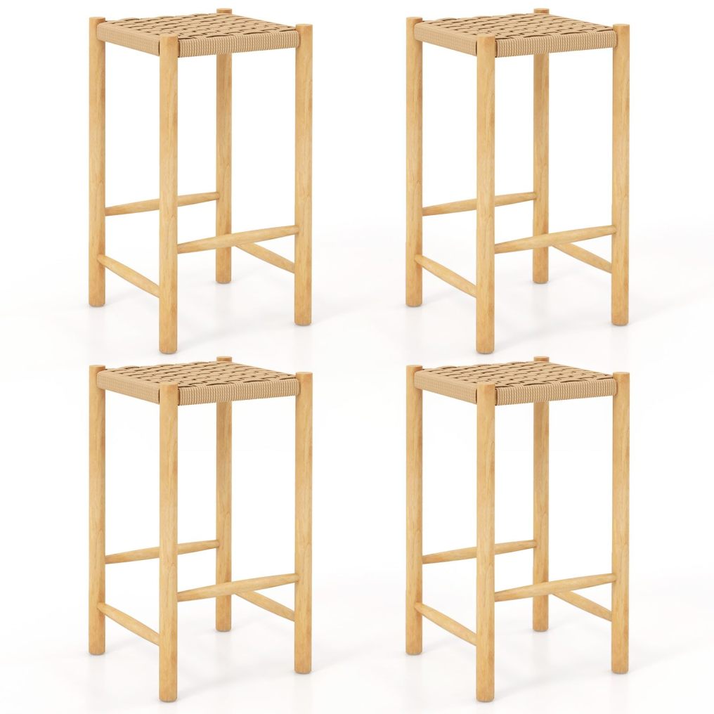 Wooden Bar Stools Set of 2/4 Rustic 26-inch Counter Height Dining Stools