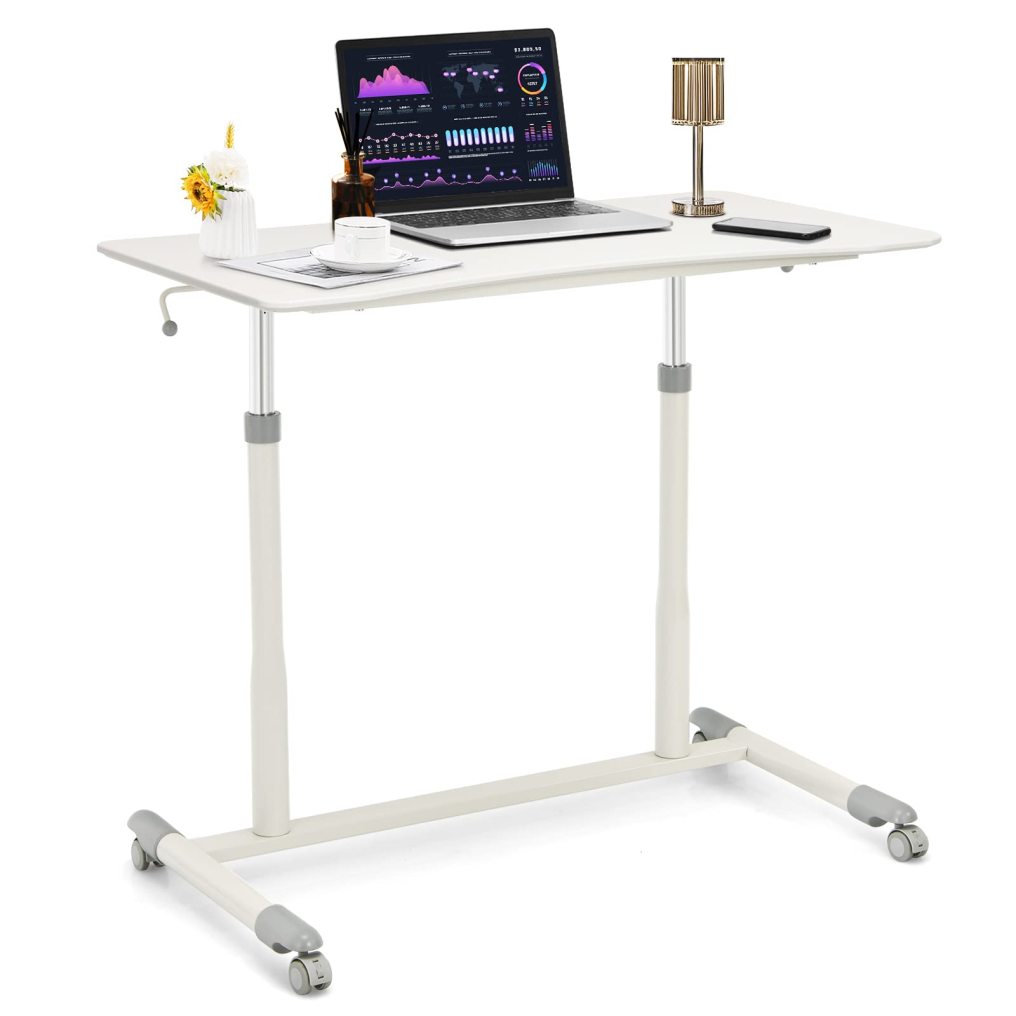 Mobile Height Adjustable Standing Desk w/Steel Frame for Home Office