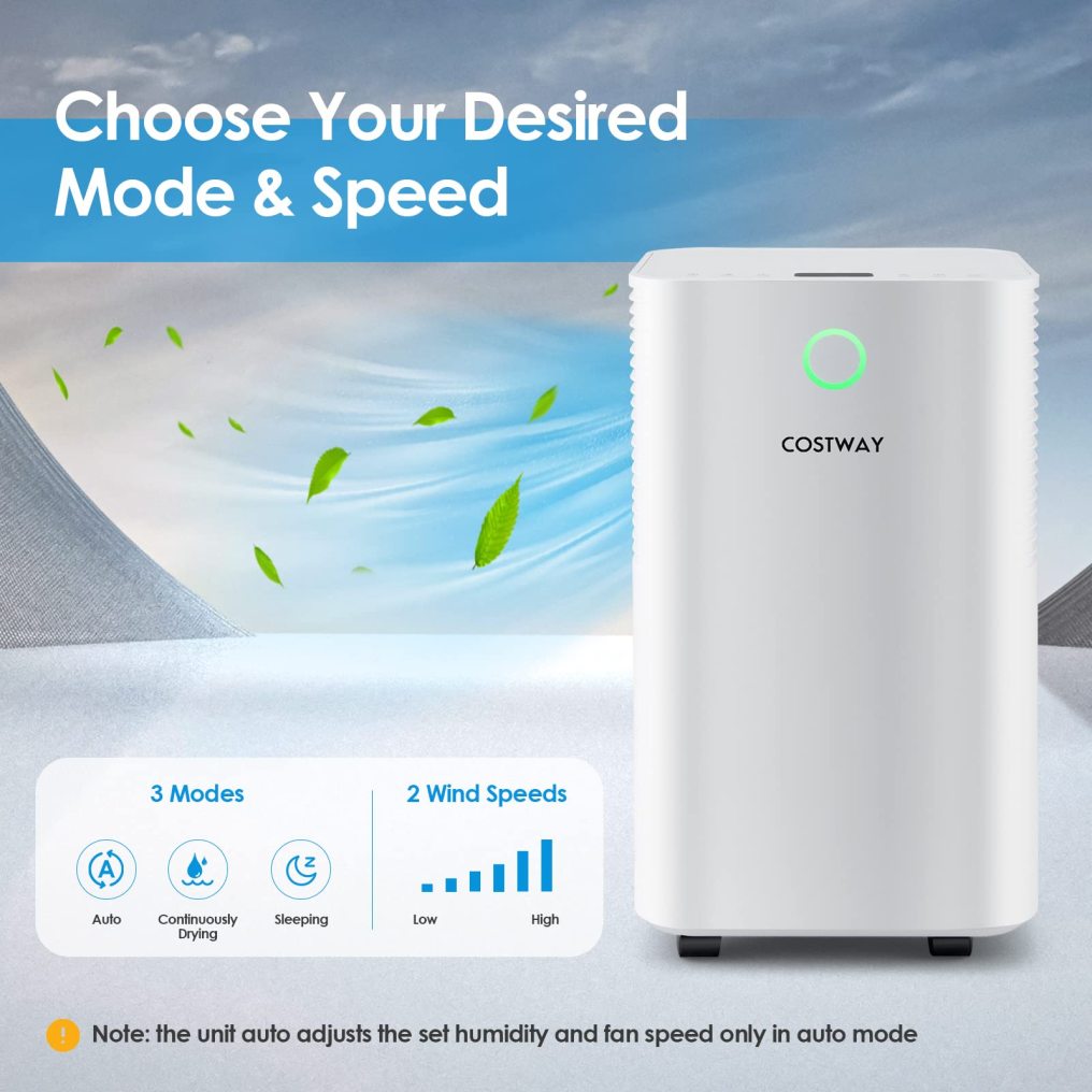 Dehumidifier for Home and Basement, 2000 Sq. Ft Dehumidifier with 3 Modes, 2 Speeds