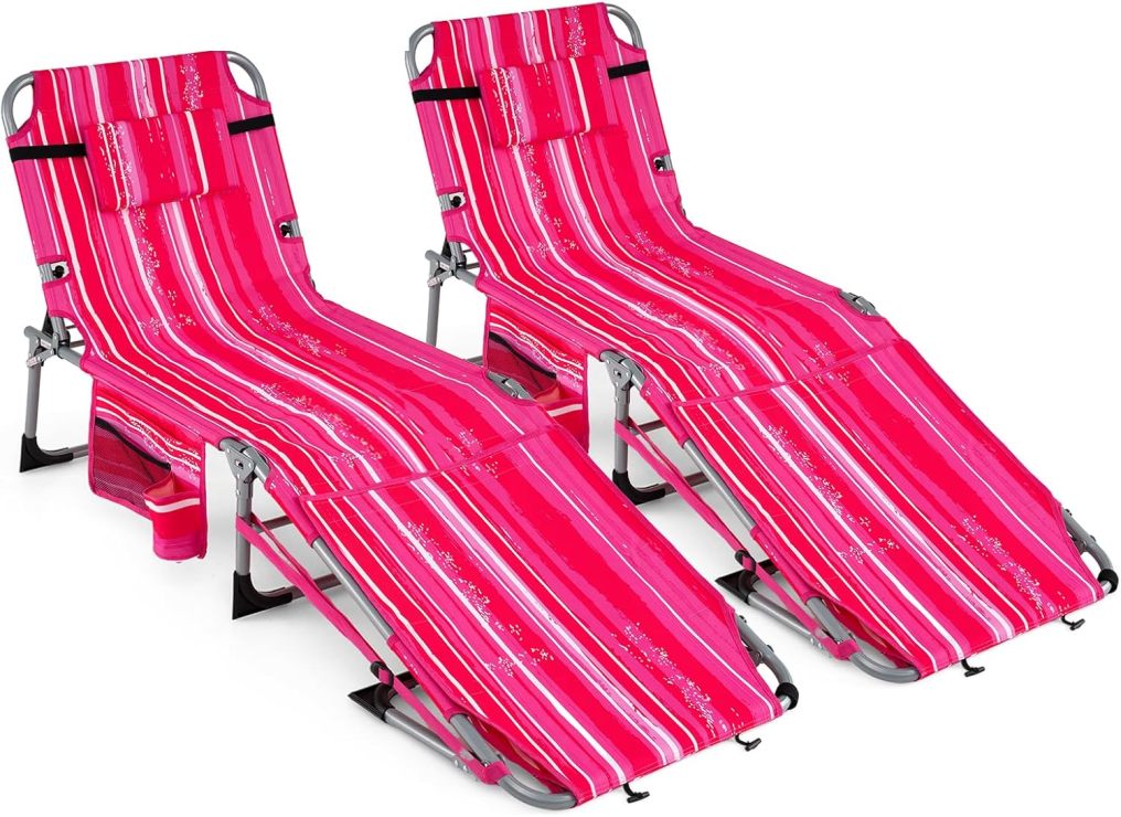 Tanning Chair with Face Arm Holes | Portable Sunbathing Chair w/4-Level Backrest (1/2)