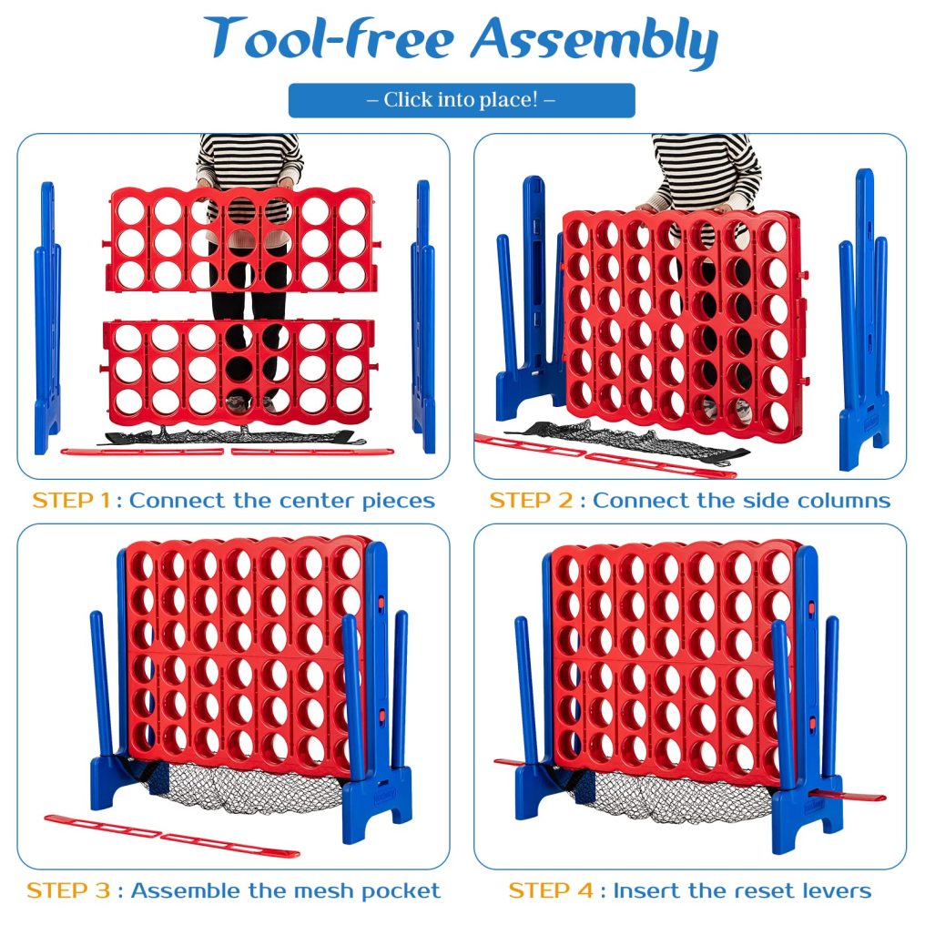 Jumbo 4-to-Score Giant Game Set with Storage Carrying Bag & Mesh Pocket