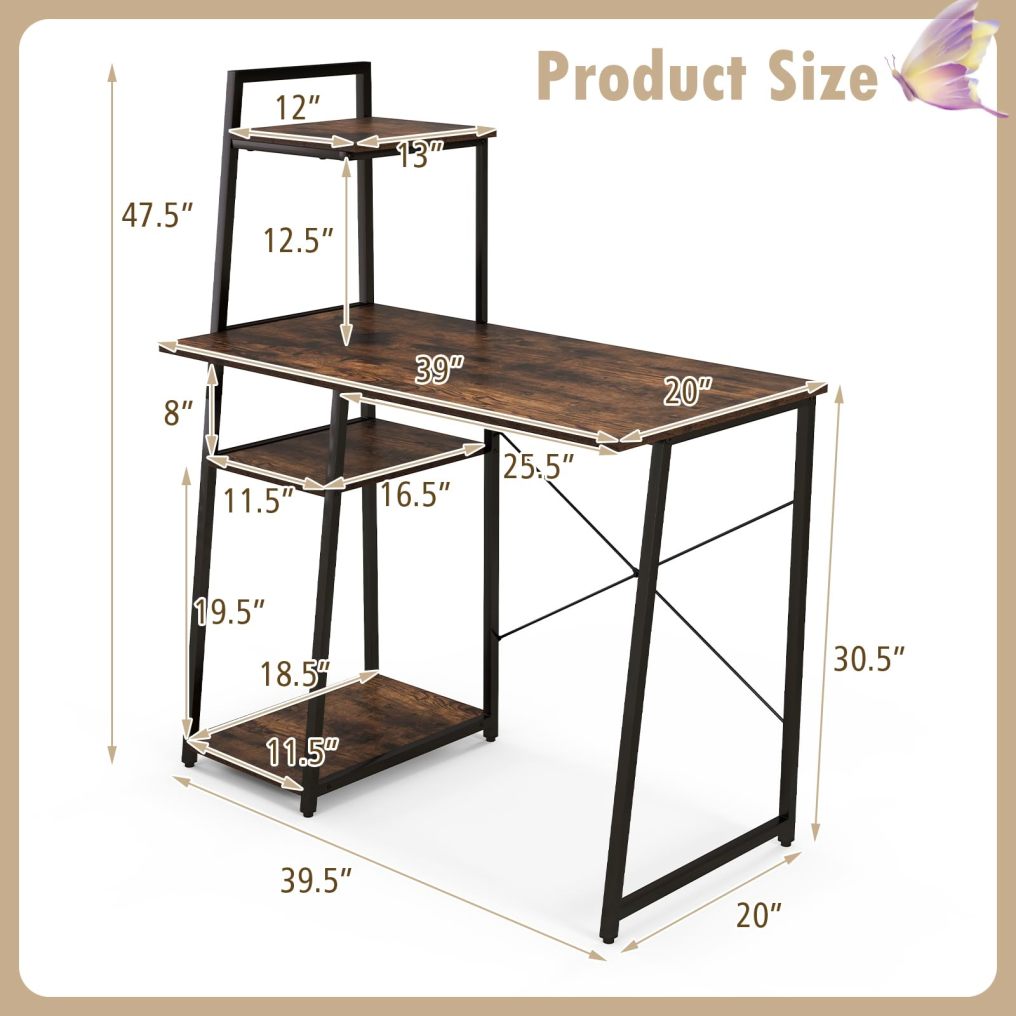 Home Office Desk Writing Table with Sturdy X-Shape Frame