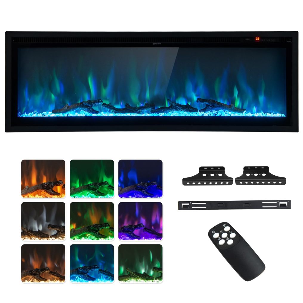 ARLIME Electric Fireplace 50 Inch Wide with Crystal Decor and Log