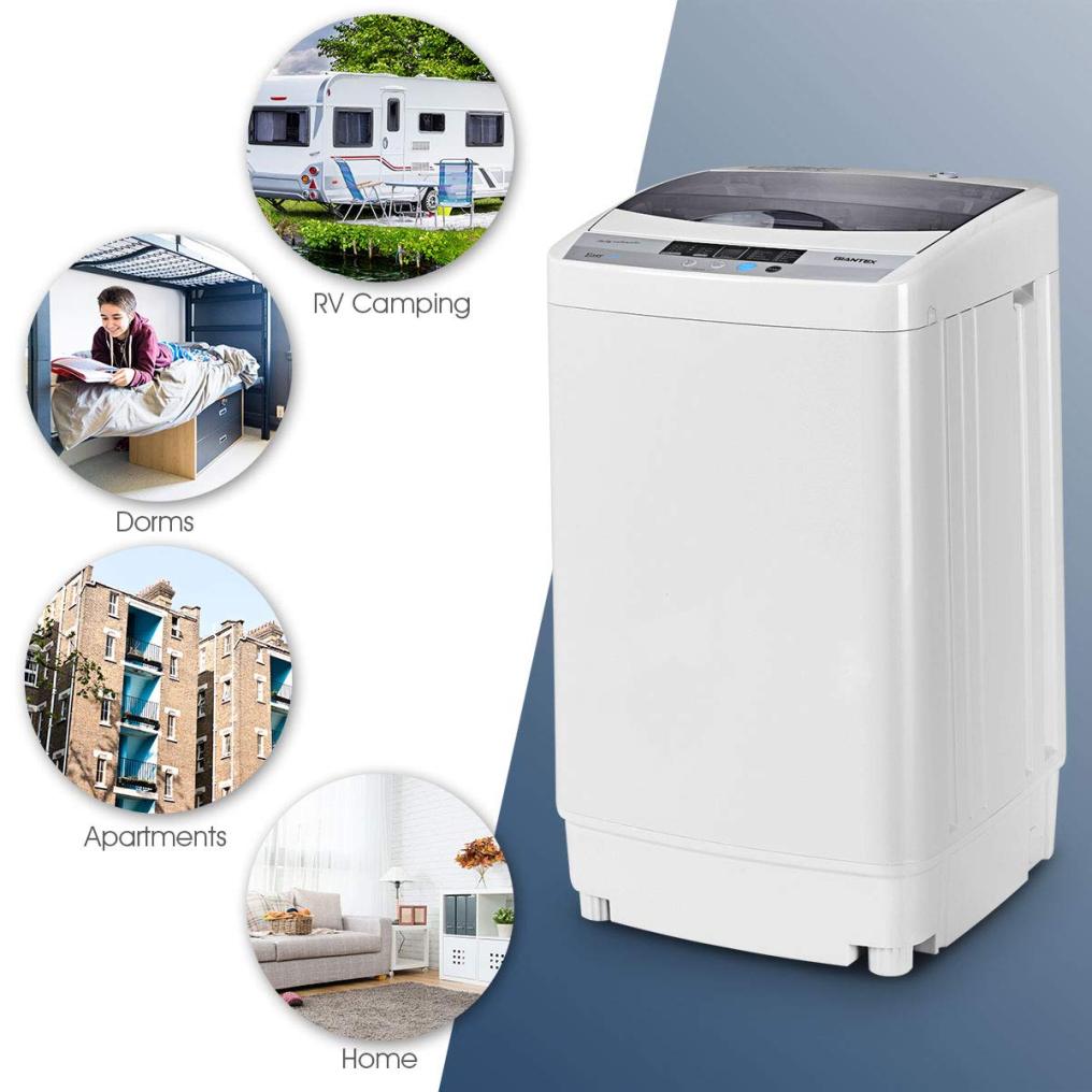 Full-Automatic Washing Machine Portable Compact 1.34 Cu.ft Laundry Washer Spin with Drain Pump