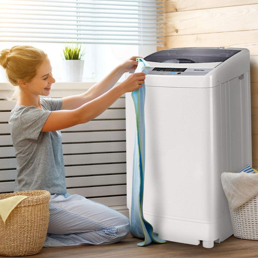 Full-Automatic Washing Machine Portable Compact 1.34 Cu.ft Laundry Washer Spin with Drain Pump