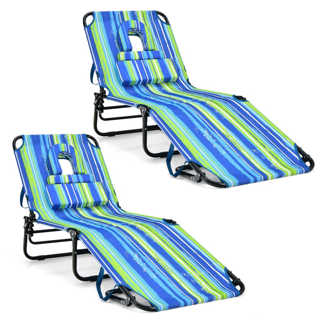 2PCS Beach Chaise Lounge Chair