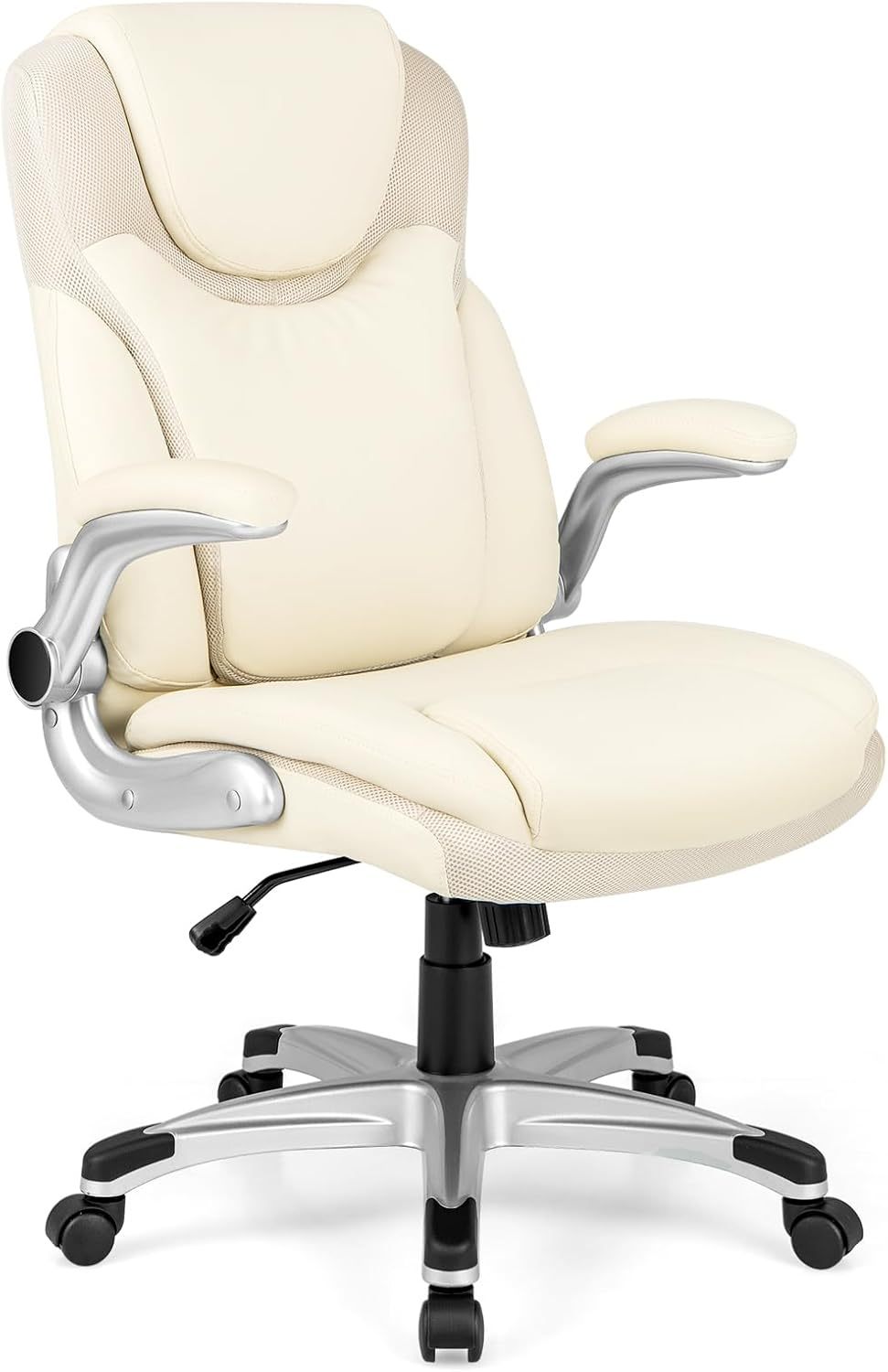 Executive Office Chair Ergonomic PU Leather Computer Desk Chair w/Flip-up Armrests
