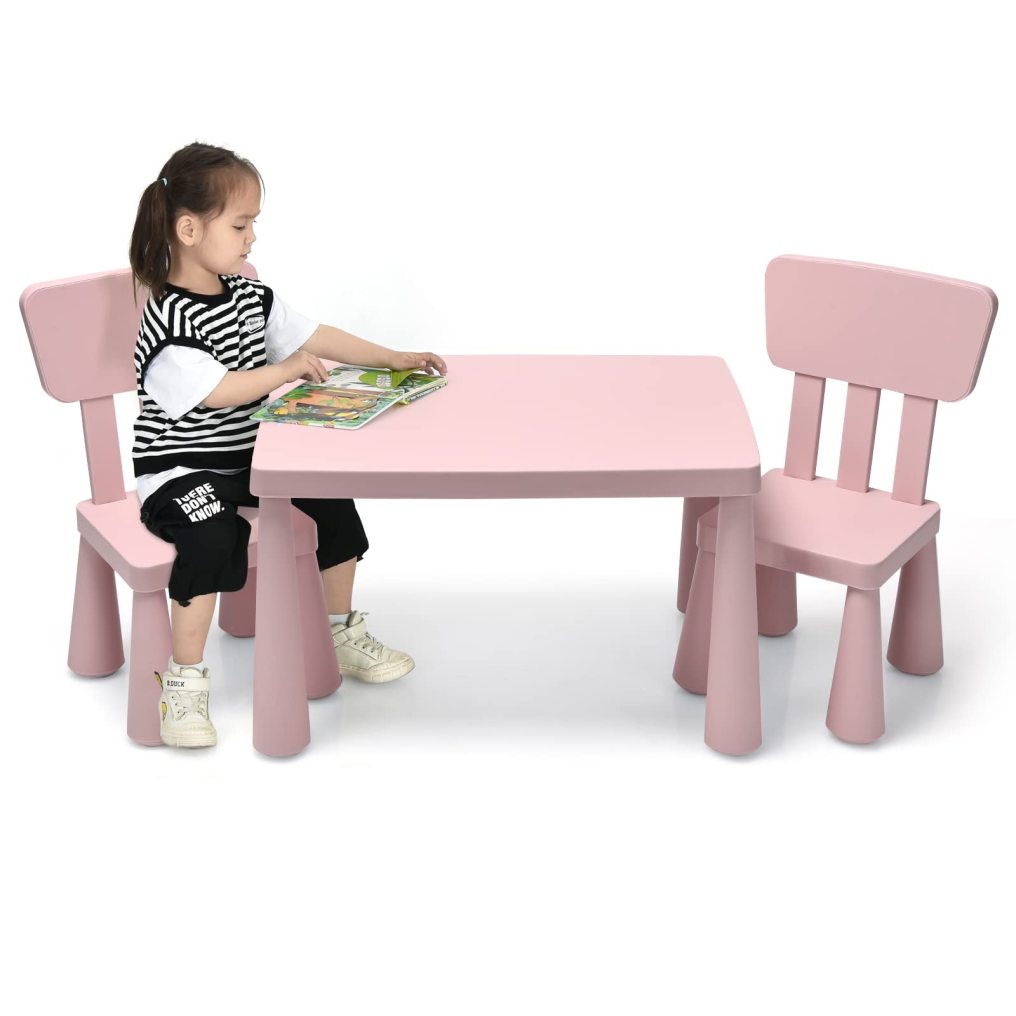 3 Piece Kids Table and Chairs Set for Ages 1-7