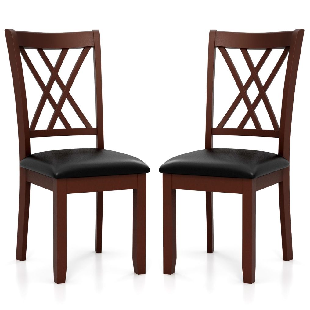 PU Leather Kitchen Chair with Rubber Wood Frame & Padded Seat