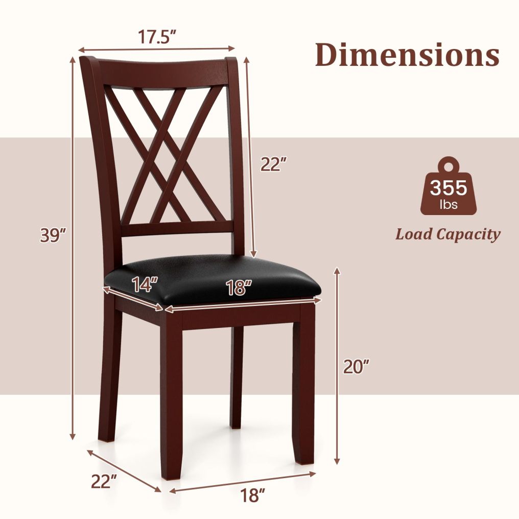 PU Leather Kitchen Chair with Rubber Wood Frame & Padded Seat
