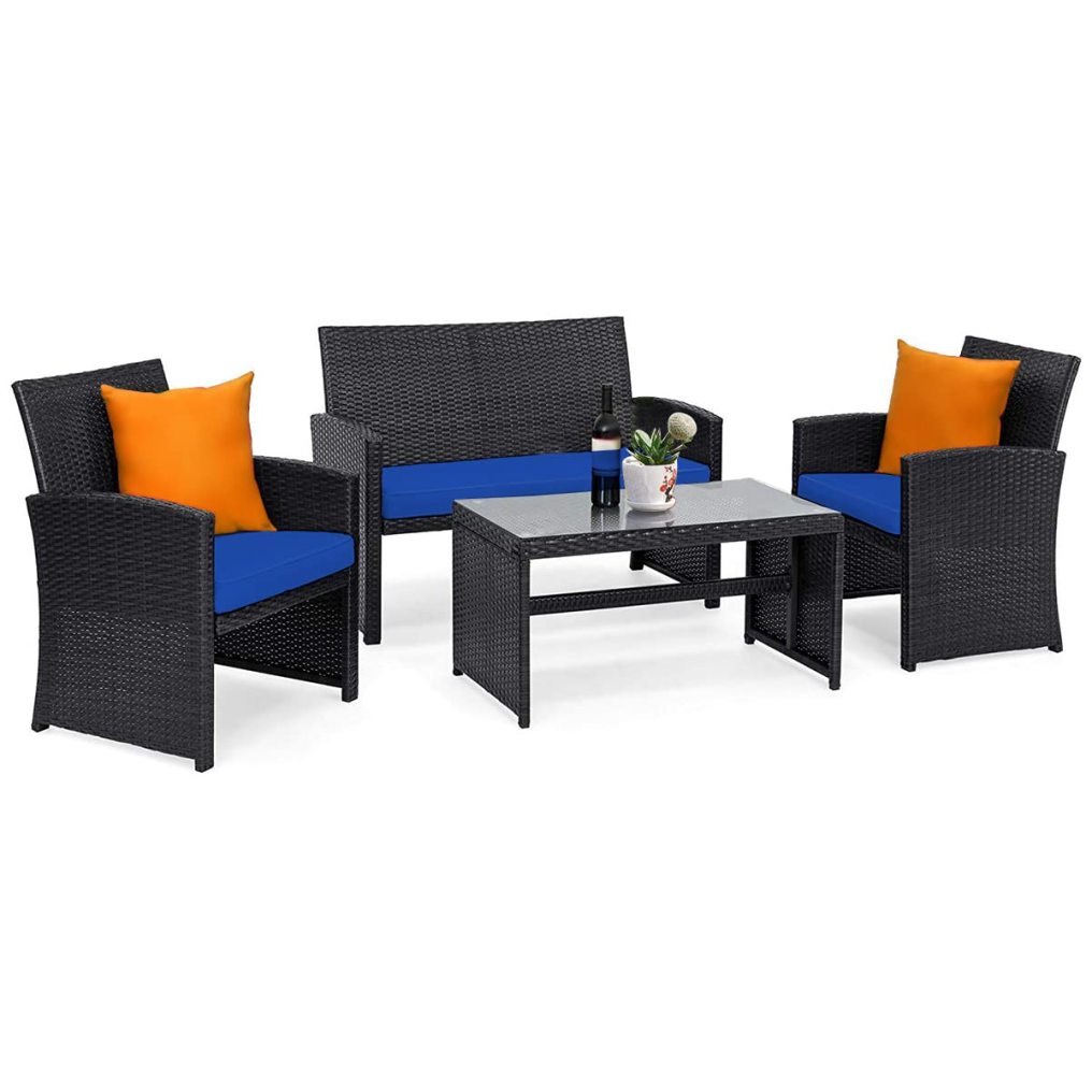 4/8 Pieces Patio Rattan Furniture Set Outdoor Wicker Conversation Set