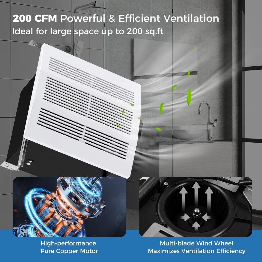 ARLIME 200 CFM Bathroom Exhaust Fan Ceiling Mount Exhaust Ventilation Fan