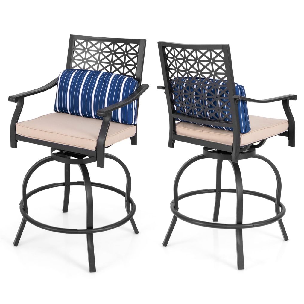 Outdoor Bar Chair Set of 2/4 24.5 Inch Swivel Counter Height Bar Stools