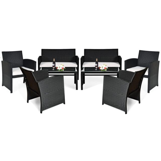 4/8 Pieces Patio Rattan Furniture Set Outdoor Wicker Conversation Set