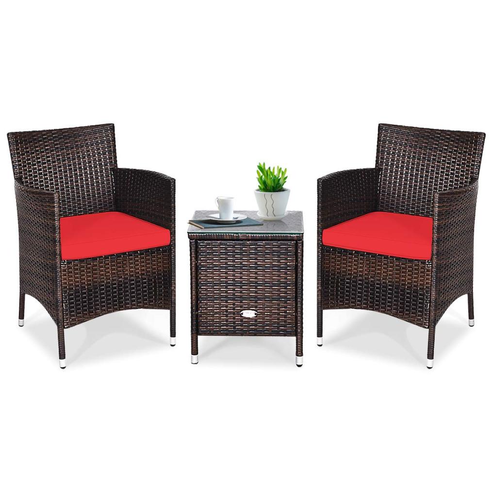 3 PCS Patio Furniture Set Outdoor Wicker Conversation Set