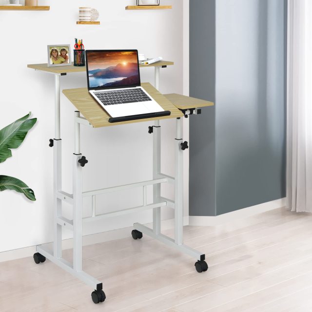 Mobile Standing Desk with Wheels for Home & Office