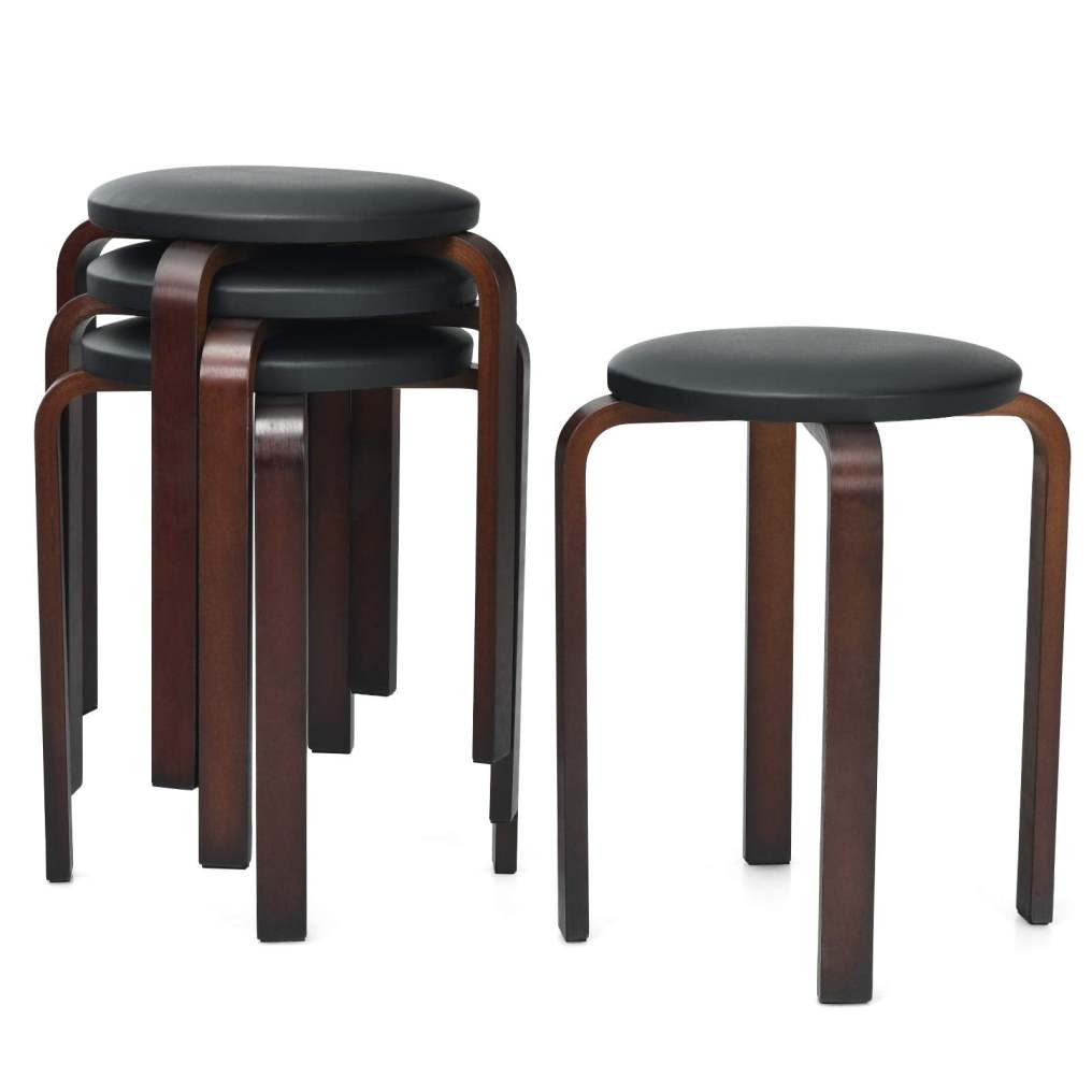 4-Pack Bentwood Stack Stools 18.5-Inch Portable Stackable School Stools