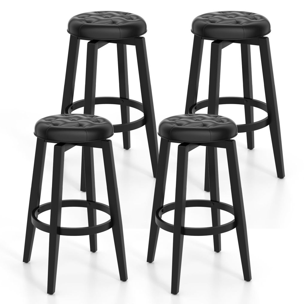 360° Swivel Bar Stools Set of 2/4 30-inch Height  Backless Bar Chairs