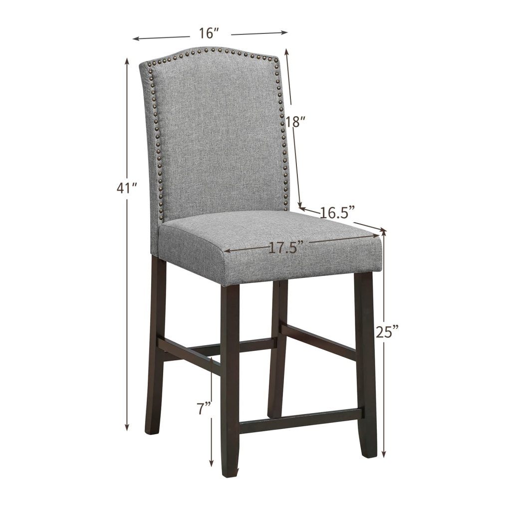 Bar Stools Set of 2 25'' Upholstered Counter Height Bar Stools