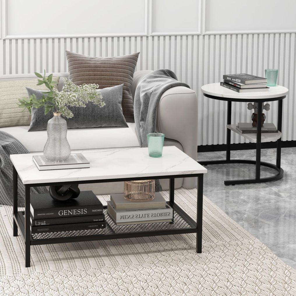31.5'' Modern Center Coffee Table and 20.5'' Small Sofa Side Table
