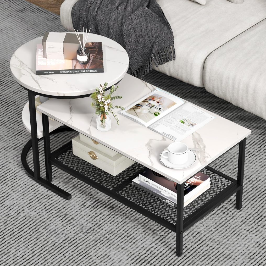 31.5'' Modern Center Coffee Table and 20.5'' Small Sofa Side Table