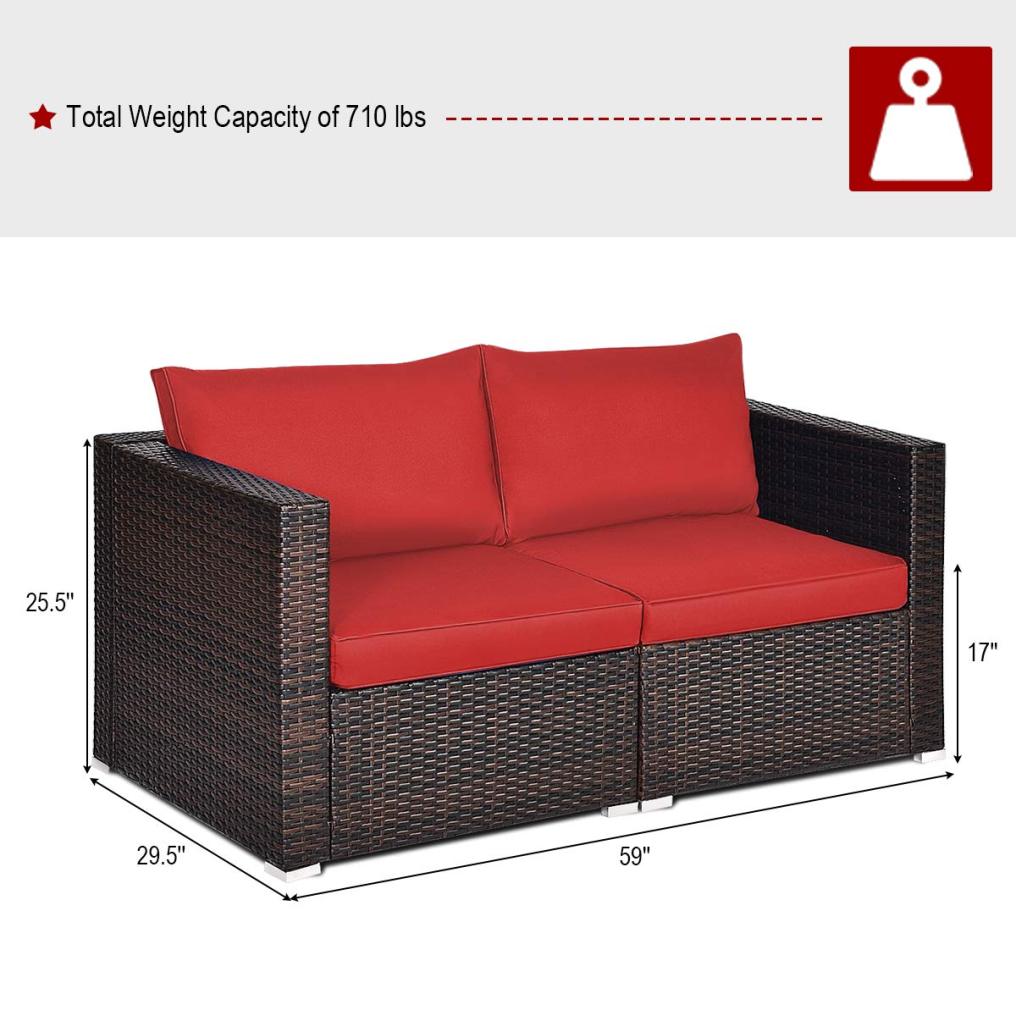 2/4PCS Patio Rattan Corner Sofa Sectional Furniture Conversation Set