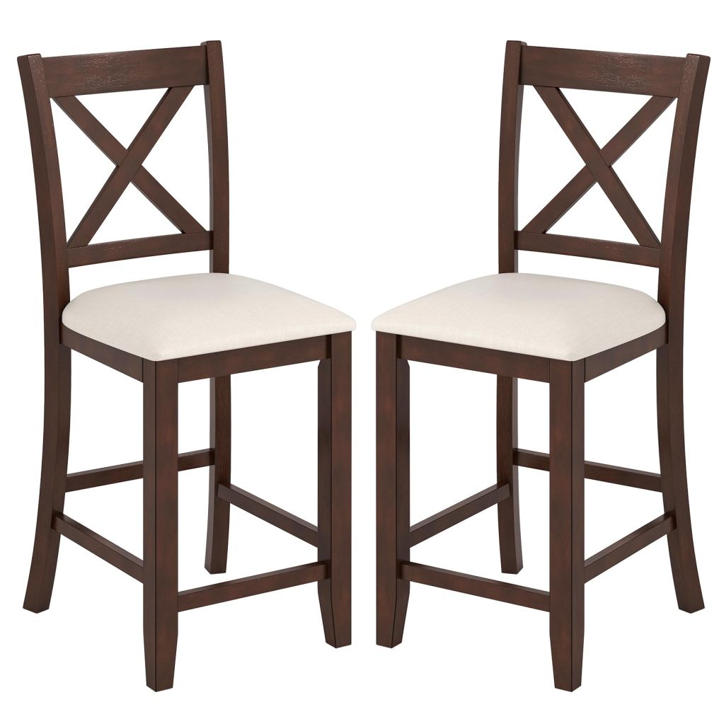 24’’ Counter Height Barstools with Rubber Wood Frame for Home Bar Cafe