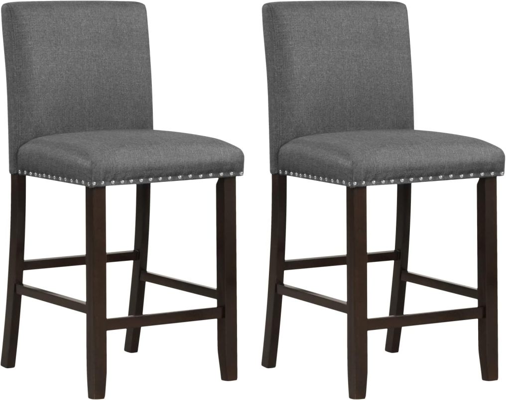 Bar Stools 25.5” PVC Leather Armless Counter Height Chair with Back