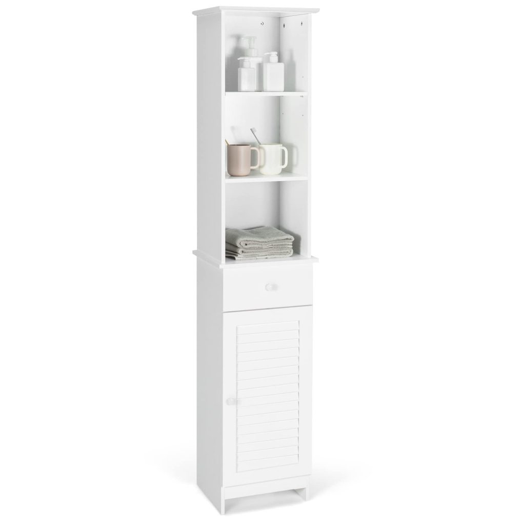 Tall Bathroom Storage Cabinet with 2 Adjustable Shelves