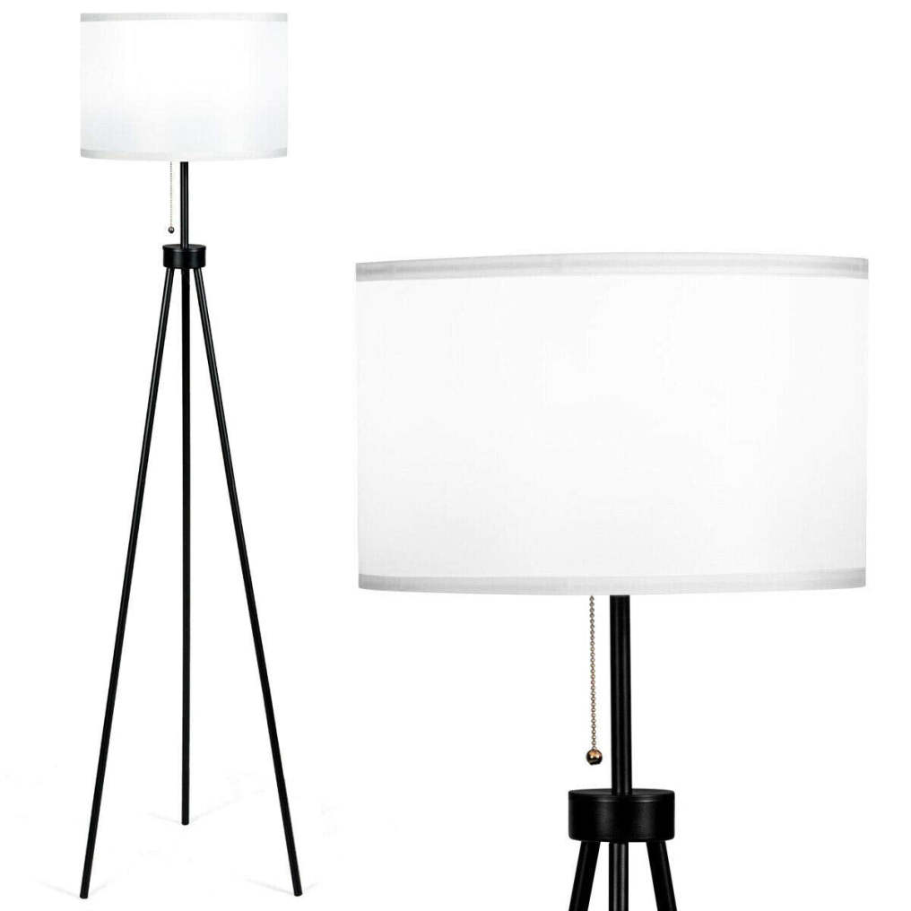 60.5" Metal Tripod Floor Lamp, Contemporary Minimalist Standing Floor Light with Iron Legs