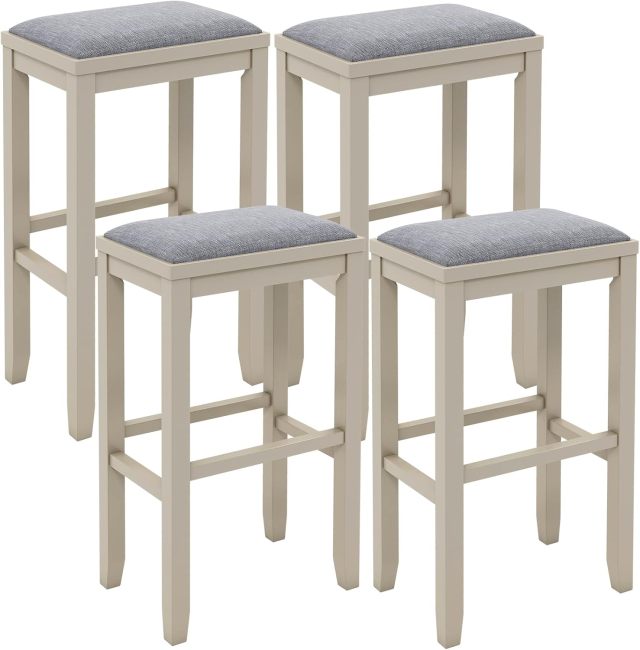 2/4 Pieces 31 Inch Upholstered Bar Stool Set with Solid Rubber Wood Frame and Footres