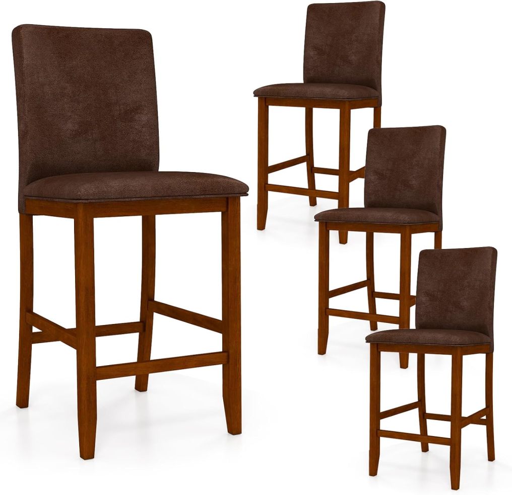 ARLIME 26'' Wooden Kitchen Island Chairs with Padded Fabric Seat (2/4)