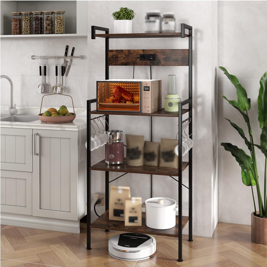 4 Tier Kitchen Baker's Rack on Wheels with Metal Frame