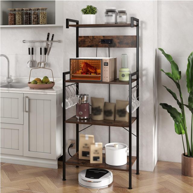 4 Tier Kitchen Baker's Rack on Wheels with Metal Frame