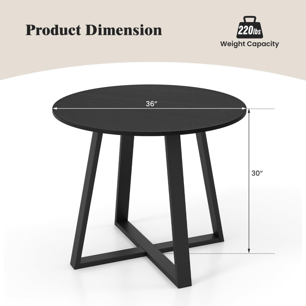 Kitchen Table for 4 People with Rubber Wood Frame for Living Room Restaurant